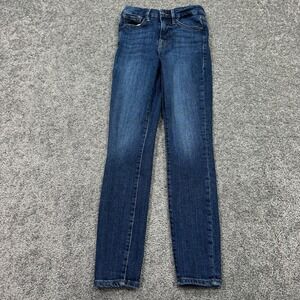 Good American Jeans Womens 2/26 Blue Skinny Stretch Medium Wash Denim Preppy